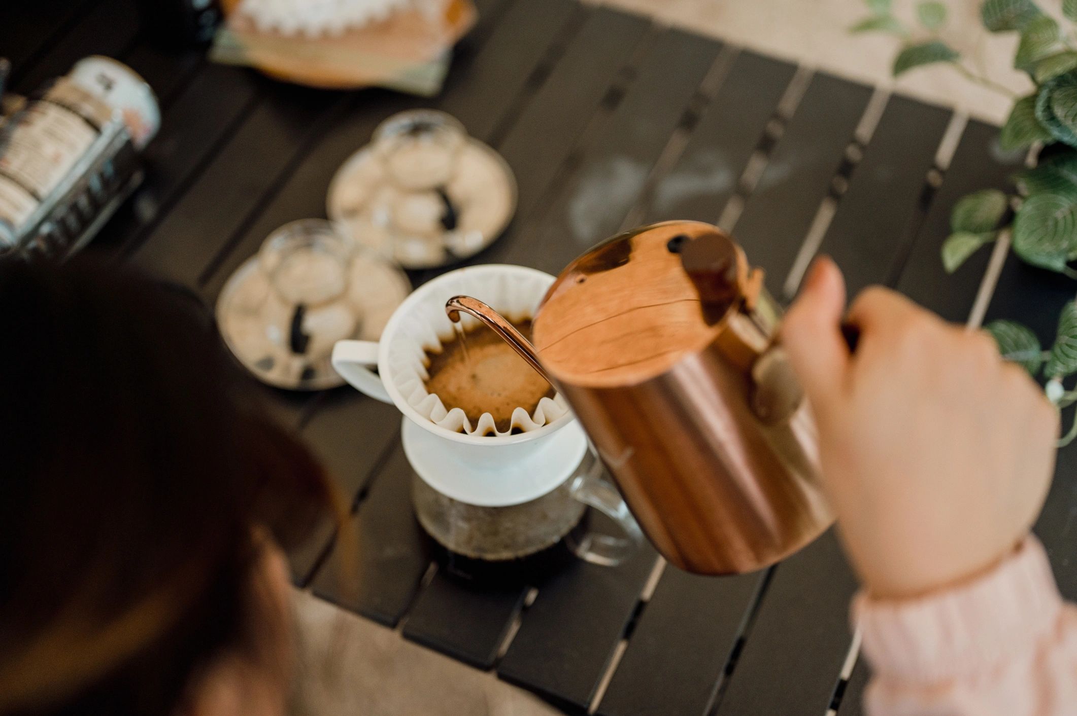 pour over coffee brewing