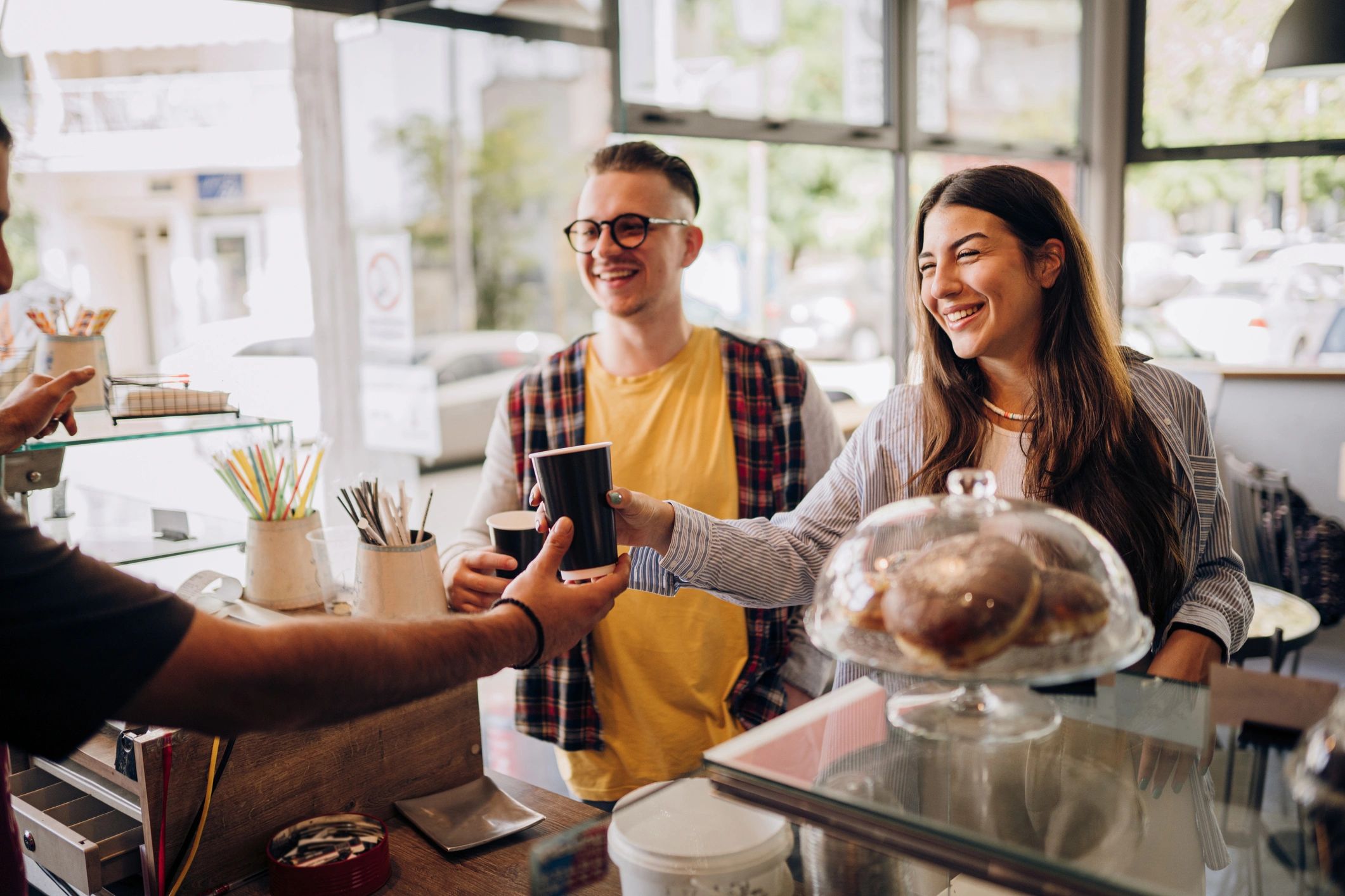 Happy customer enjoying honey